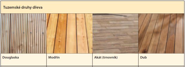 Dřevěné terasy - tuzemské druhy dřeva
