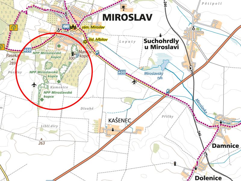 Lokalita Miroslavské kopce - mapa (MAPYCZ)